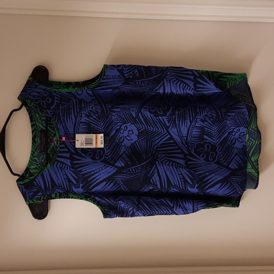 Nwt, Catherine Malandrino Indigo Blue Print Tank Top